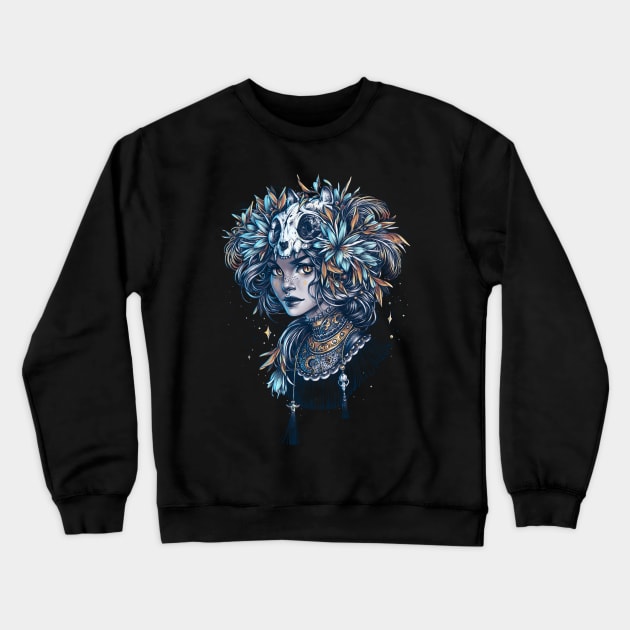 Night Cat Witch Crewneck Sweatshirt by Dimary